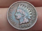 1899 Indian Head One Cent Penny- Fine Details, Partial LIBERTY, Toned