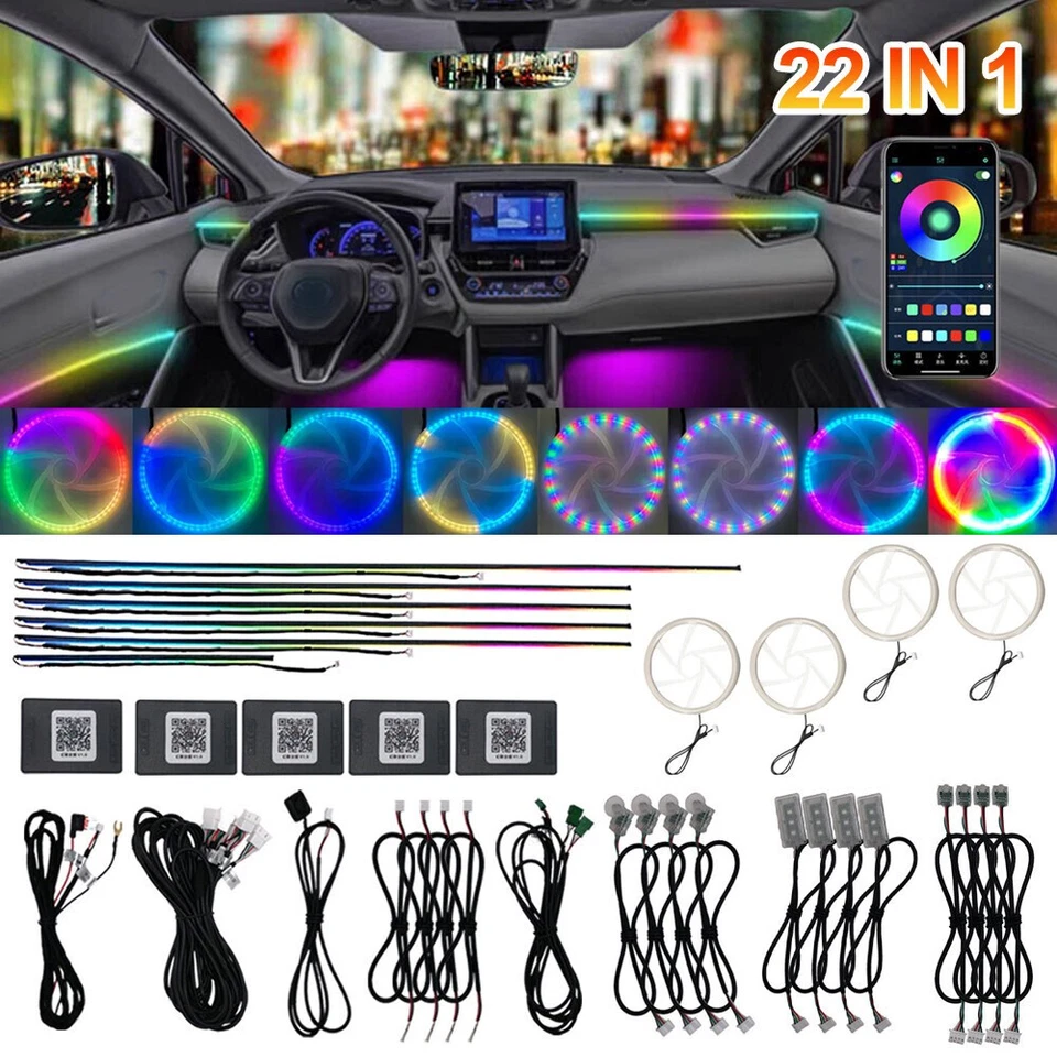RGB LED Hide Car Interior Neon Atmosphere Ambient Light Bulb Lamp Accessory - Image 4 of 4