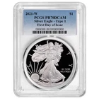 2021-W Proof $1 Type 1 American Silver Eagle PCGS PR70DCAM FS Blue Label
