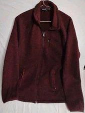 Swiss Tech Jacket Mens Medium Red Full Zip Sweater Fleece Zip Pockets