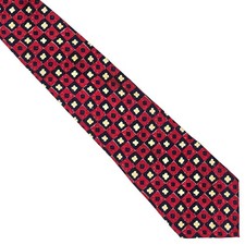 GAP Red Blue Ivory Geometric Squares Plaid Silk Tie Necktie 4 x 58 Made in USA