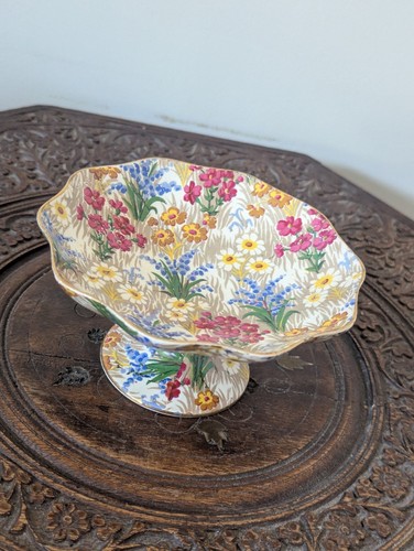 Vintage Royal Winton Chintz Marguerite Comport Footed Pedestal Stand Small