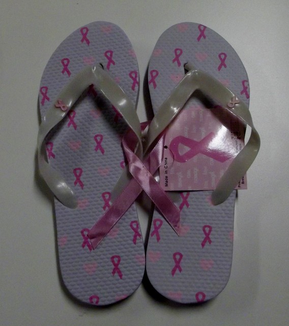 breast cancer awareness flip flops