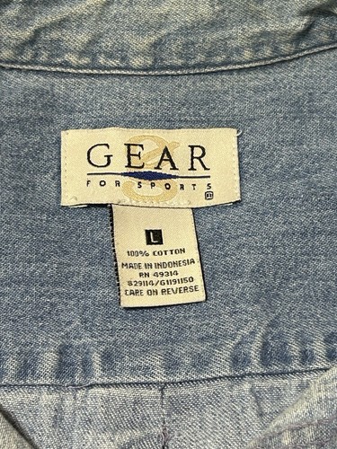 Texaco Denim Shirt Mens L Long Sleeve Button Audit Team Gear For Sports Embroide - Picture 3 of 8