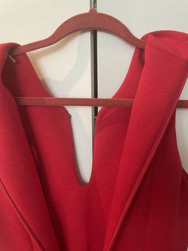 Vestido ajustado sin mangas con cremallera trasera cuello dividido rojo brillante Elie Tahari para mujer talla 4 - Imagen 19 de 19