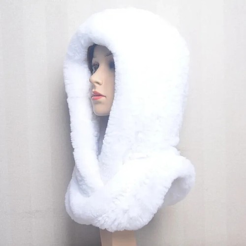 Venta Caliente Nuevo Mujeres Real Tejido Rex Piel de Conejo Sombrero Con Capucha Bufanda Larga Invierno Cálido - Imagen 39 de 41
