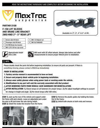 Rear 4" Lift Blocks MaxTrac 813140 Fits 2009-2025 Ford F150 Truck - Foto 2 di 24
