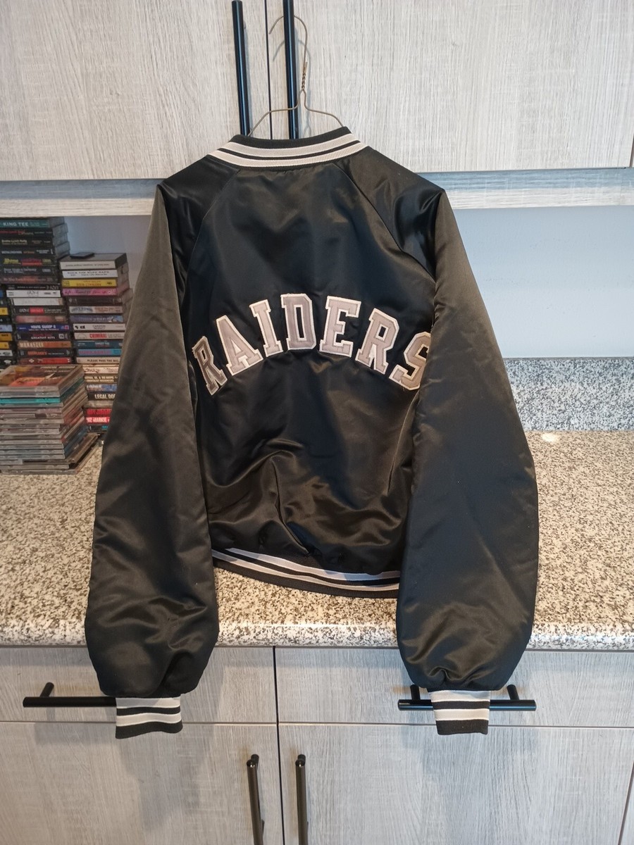 Vintage Los Angeles Raiders Snap Button Jacket L Tall Chalk Line NFL Apparel