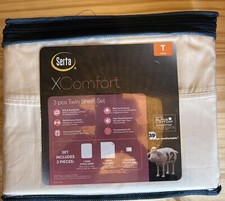 New Serta X Comfort 3pc Cream Solid Alpha Cotton Twin Sheet Set, Cream