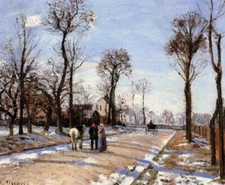 Camille Pissarro Street Winter Sunlight and Snow Giclee Small Print Canvas 8x10