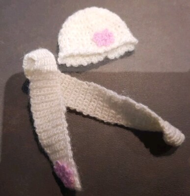Set Mütze u. Schal für die Puppenstube  Teddy Puppe Handarbeit Maße s. BILDER 