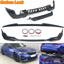 For BMW 3 Series G20 Front Lip Splitter+Rear Diffuser+Spoiler Wing Carbon Look