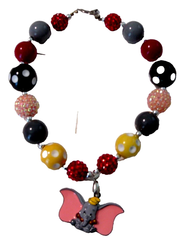 Collar Dumbo Disney Cuentas Gruesas Gumball Elefante Chuchería Excelente 16" Usado en Excelente Condición Foto 3 de 4