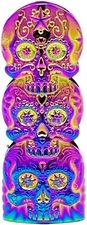 Rainbow Metal Lighter Case Cover Fits Standard Bic Lighter J6 In 3 Skull Faces