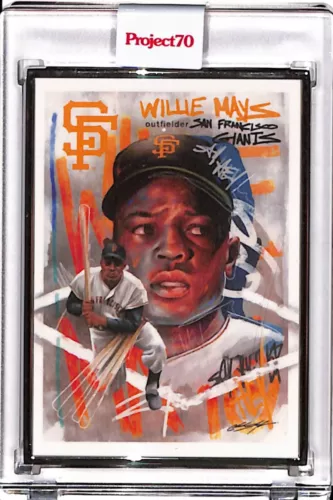 2021 TOPPS PROJECT 70 #235 WILLIE MAYS BY CHUCK STYLES P70 AP SILVER FRAME 02/51