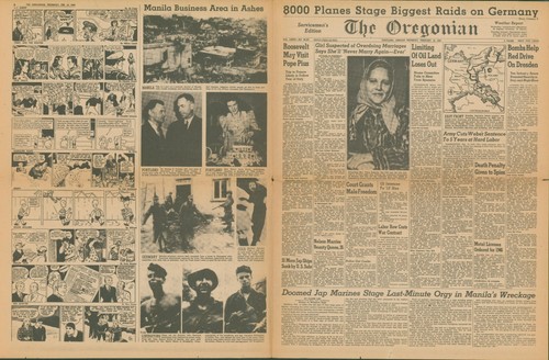 WWII Feb 14-17 1945 Servicemen Edition Oregonian Lot w/Envelope Portland OR Z - Picture 10 of 22