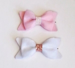 Set Cute Pink White Hair Bow Toddler Girls Hair Clip