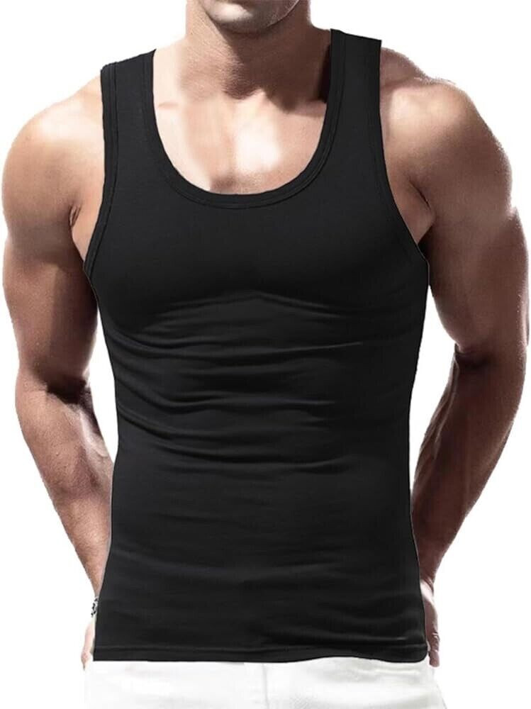 EKKOVISION New! Black Ribbed Beater Bodybuilding Compression Tank Sz XL