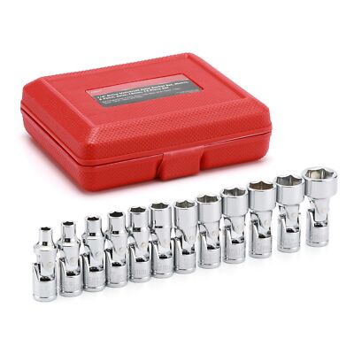 1/4'' Drive Metric Universal Joint Impact Socket Set,Swivel Head CR-V 12 PCS