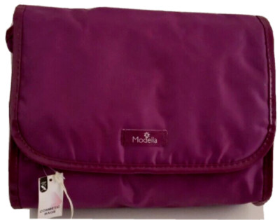 NWT Modella Cosmetic Travel Bag w/ 2 Bottles 1 Mesh Bath Sponge