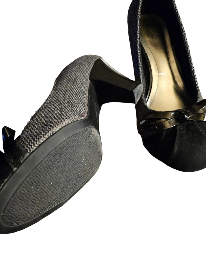 Style&co Mujer Tacón 3" Blanco y Negro Talla 8M Tela Tweed y Gamuza Diseño Foto 4 de 4