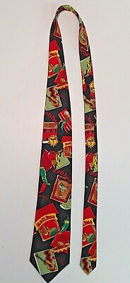 Vtg 1996 Old El Paso Salsa Black Chili Pepper Jalapeno Adobe Guitar Men's Tie