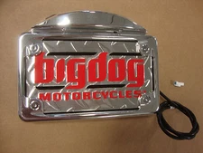 BIG DOG MOTORCYCLES POLISHED BILLET LICENSE PLATE ASSEMBLY w/ TAG LIGHT 2003-11