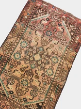 3'7"x2'2" ANTIQUE HAND KNOTTED CAUCASIAN KAZAK SERAPE TRIBAL WOOL RUG RUNNER