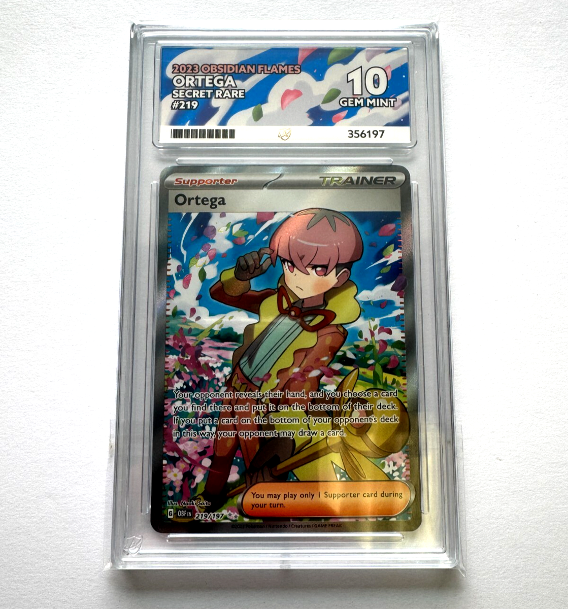 Ortega Secret Rare 2023 Obsidian Flames #219 ACE 10 w/ Special ACE