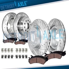 Front Rear Drilled Brake Rotors Ceramic Brake Pads for 2018 - 2023 Jeep Wrangler