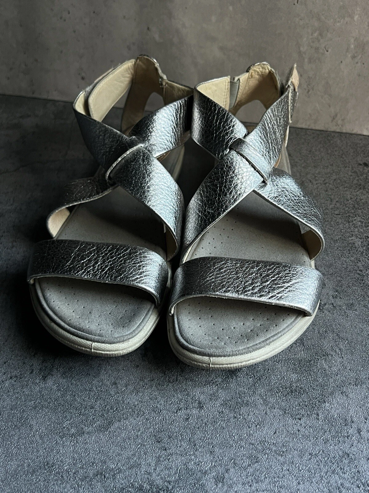 Sandali ECCO donna 38 damara casual cinturino incrociato slip on pelle argento