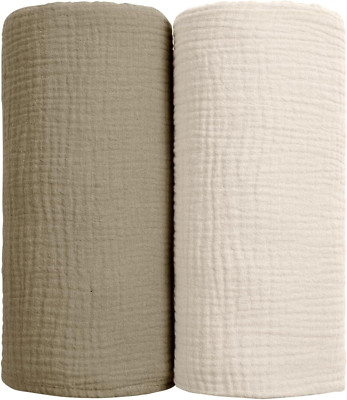 lulumoon Muslin Swaddle Blanket Baby - Cotton Swaddling 40 x 40 inch, Olive 