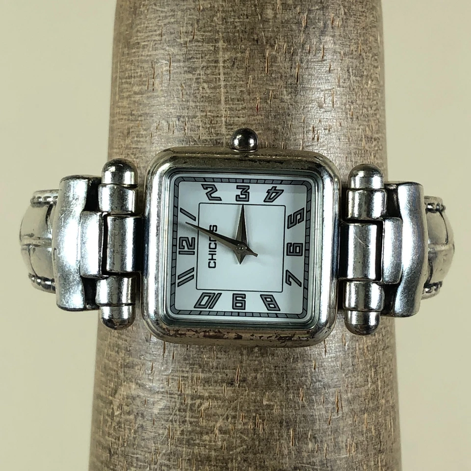 Reloj Chico's Mujer CH-201 Vestido Tono Plateado Brazalete Cuadrado Cuarzo Analógico 25mm 6" Foto 2 de 4