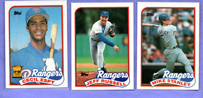 1989 Topps Rangers  lot of 3   Stanley, Russell, Espy,