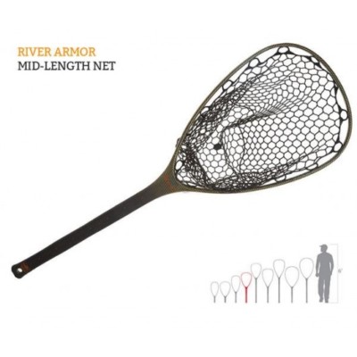 FISHPOND NOMAD RIVER ARMOR MID-LENGTH LANDING NET MADE WITH KEVLAR, RUBBER BAG