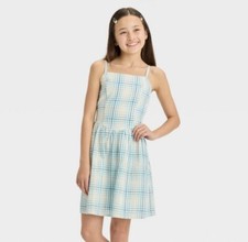 Art Class Dress size M medium 8 - Alabaster Blue Plaid/Keyhole Back Design - NEW