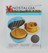 Nostalgia MyMini Snowman Waffle Maker 5" Non Stick Compact Size