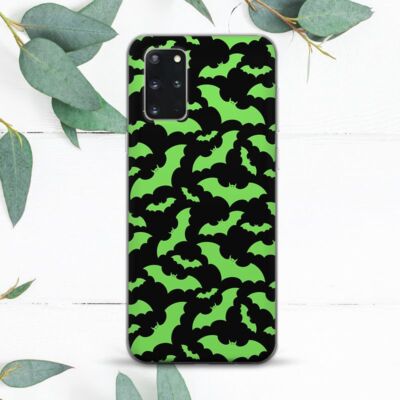 Green Bats Halloween Black Case For Samsung Note 20 S10 S20 S21 S22 S23 S24 FE