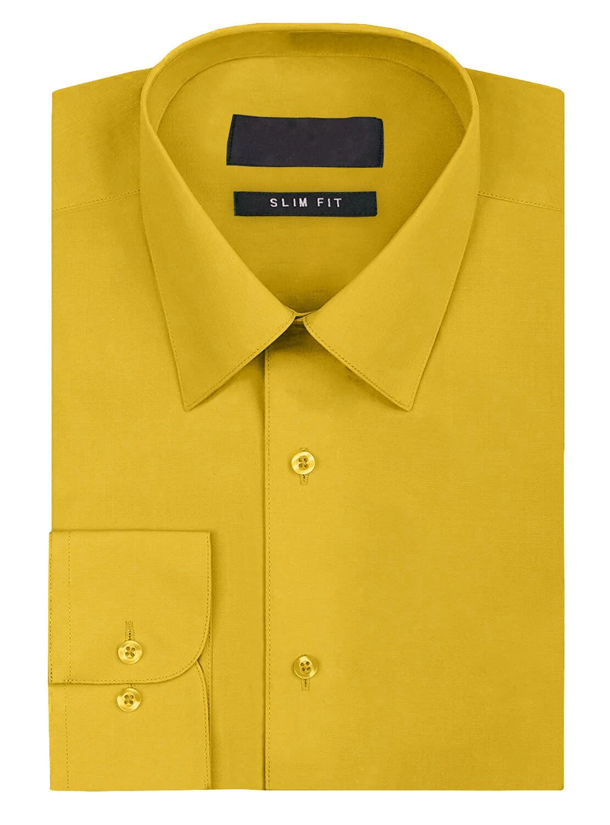 Yellow Slim Dress Shirts for Men for sale | eBay