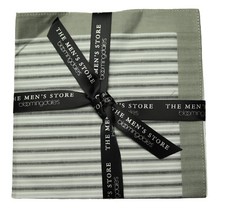 New Mens For Bloomingdales Gray White Striped Cotton Pocket Square