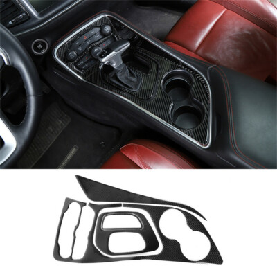 Carbon Fiber Central Control Gear Shift Panel Cover For Dodge Challenger 2015-22