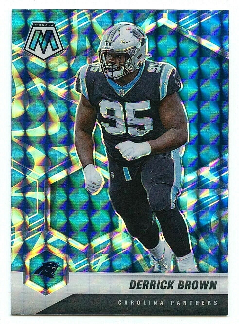 2021 MOSAIC FOOTBALL DERRICK BROWN REACTIVE BLUE PRIZM #39 CAROLINA PANTHERS