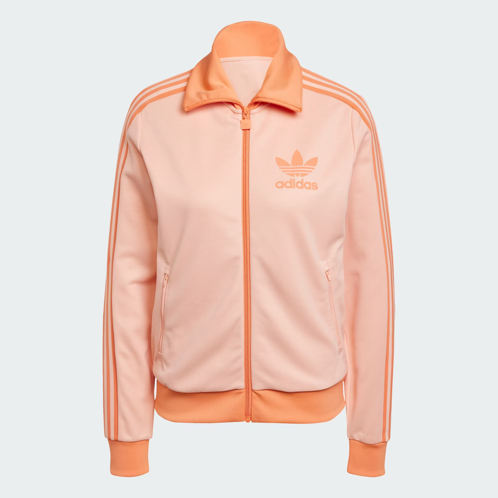 Adidas Originals Classics Beckenbauer Mujer Chándal Top En Brillo Rosa y Naranja