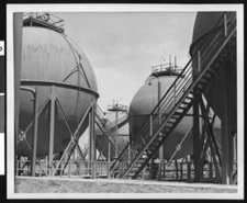 Close-Up Exterior View Of Butadiene Storage Tanks Of The Shell Che - Old Photo