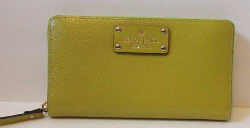 Kate Spade Wellesley Sultan Yellow leather Zip continental wallet green Neda - Photo 1/5