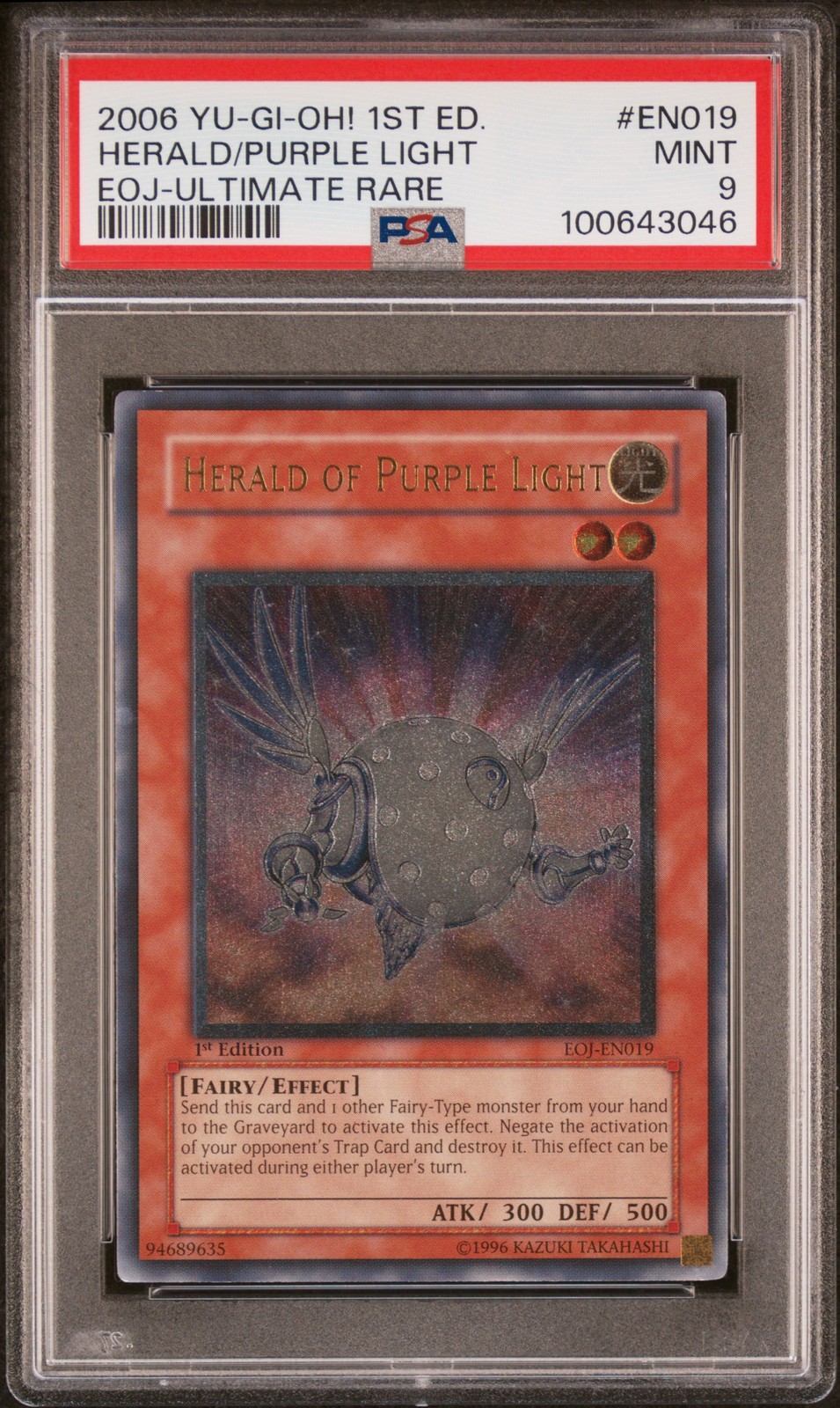 2006 YU-GI-OH! EOJ-ENEMY OF JUSTICE #EN019 HERALD OF PURPLE LIGHT PSA 9