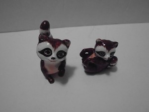 Vintage 60's  Porcelain RACCOONS (Mother & Baby) - Made in Japan ~ Gold Label