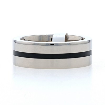 NEW Men's Wedding Band Titanium Ring Size 9 Mon Cheri Comfort Fit Black Stripe