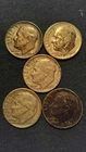 Lot Of 5 1960-64 Roosevelt Silver Dimes D Mint Mark Circulated Ungraded