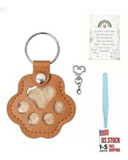 Cat  Dog Hair Keychain, Leather Dog Paw Hair Holder Fur Set of One Brown